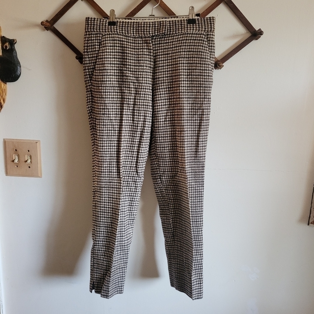 Theory Wool Hounds Tooth Pantss Tapered Slim Leg Small 4